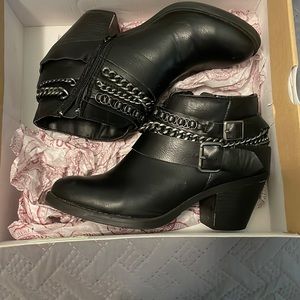 Black Leather Ankle Booties